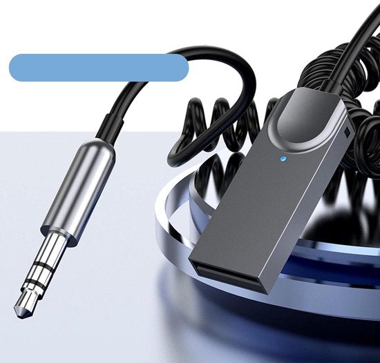 Bluetooth AUX ontvanger auto – 3,5 mm jack – USB-A voeding – Ingebouwde microfoon – HiFi stereo – Zwart-Ilumina Benelux