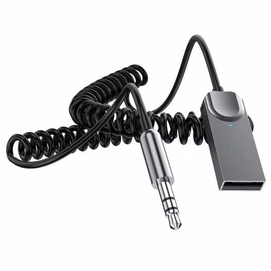 Bluetooth AUX ontvanger auto – 3,5 mm jack – USB-A voeding – Ingebouwde microfoon – HiFi stereo – Zwart-Ilumina Benelux