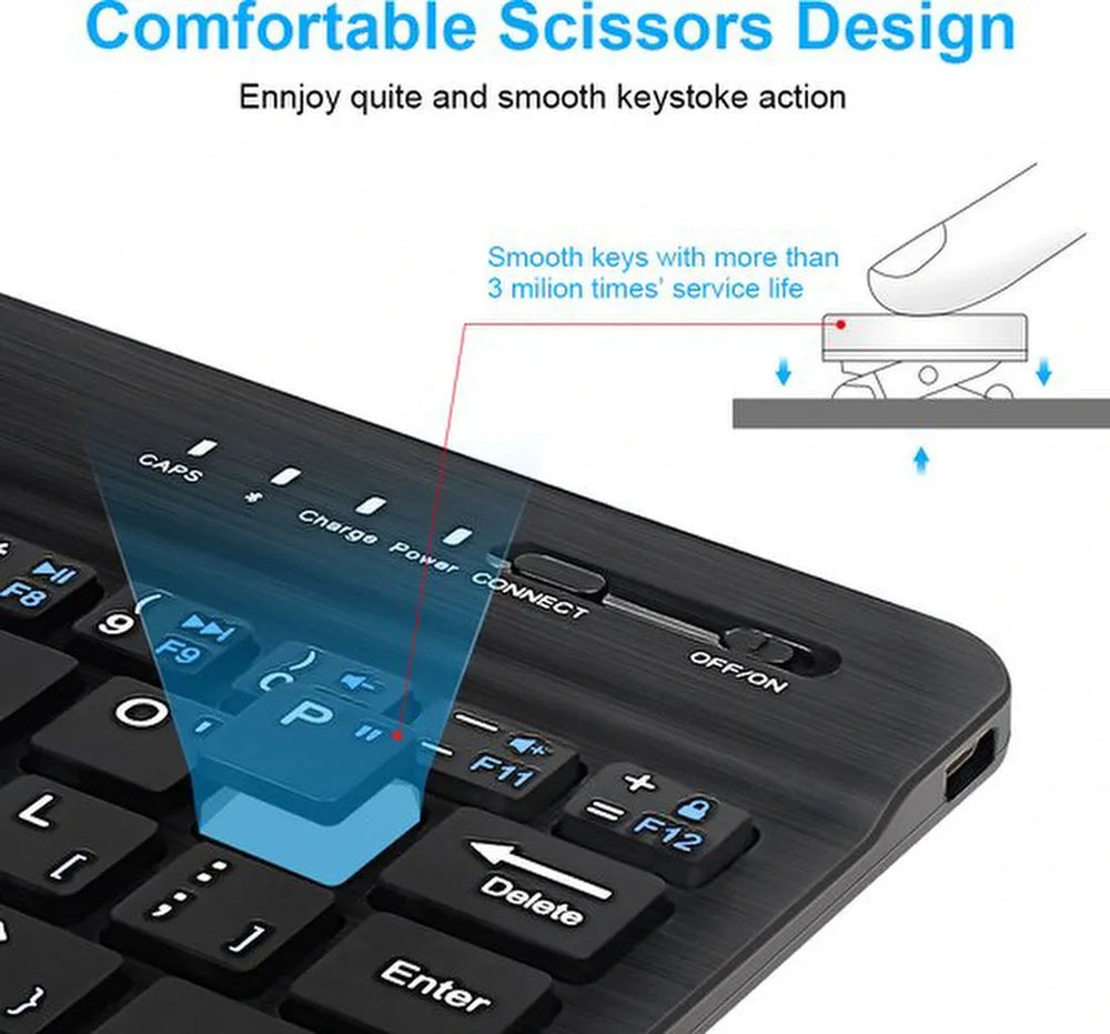 Bluetooth Mini Keyboard – Draadloos – Oplaadbaar – QWERTY – Geschikt voor Android, iOS & Windows – Zwart-Tablettoetsenbord-Ilumina Benelux