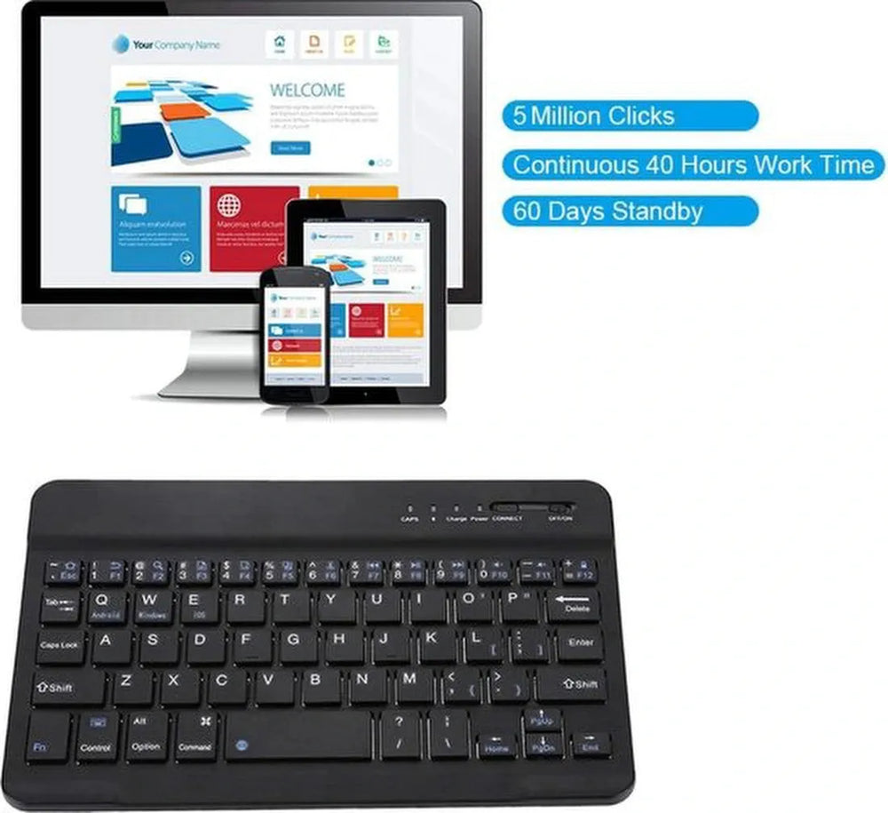 Bluetooth Mini Keyboard – Draadloos – Oplaadbaar – QWERTY – Geschikt voor Android, iOS & Windows – Zwart-Tablettoetsenbord-Ilumina Benelux