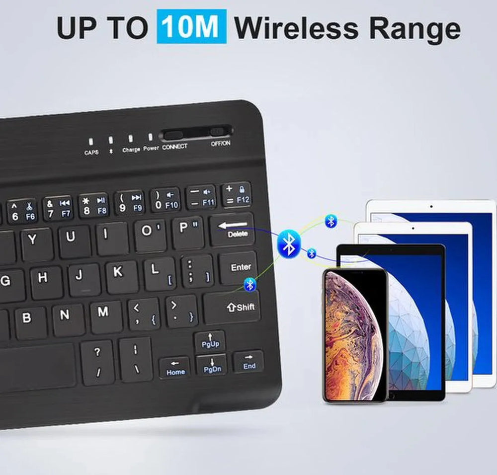 Bluetooth Mini Keyboard – Draadloos – Oplaadbaar – QWERTY – Geschikt voor Android, iOS & Windows – Zwart-Tablettoetsenbord-Ilumina Benelux