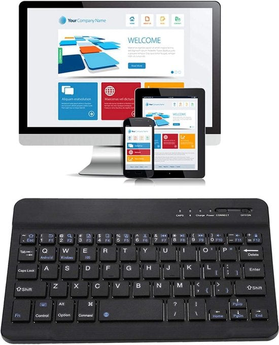 Bluetooth Mini Keyboard – Draadloos – Oplaadbaar – QWERTY – Geschikt voor Android, iOS & Windows – Zwart-Tablettoetsenbord-Ilumina Benelux