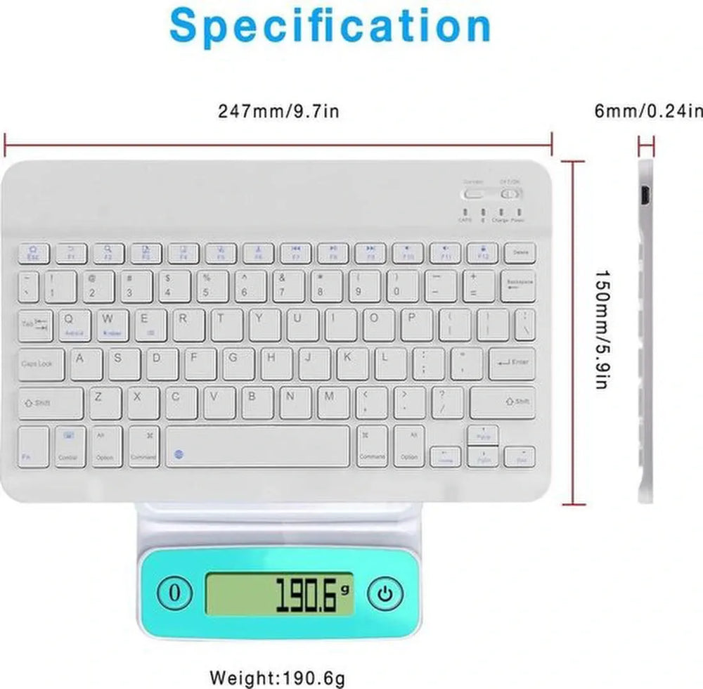 Bluetooth Mini Keyboard – Draadloos – Oplaadbaar – QWERTY – Voor Android iOS Windows – Wit-Tablettoetsenbord-Ilumina Benelux