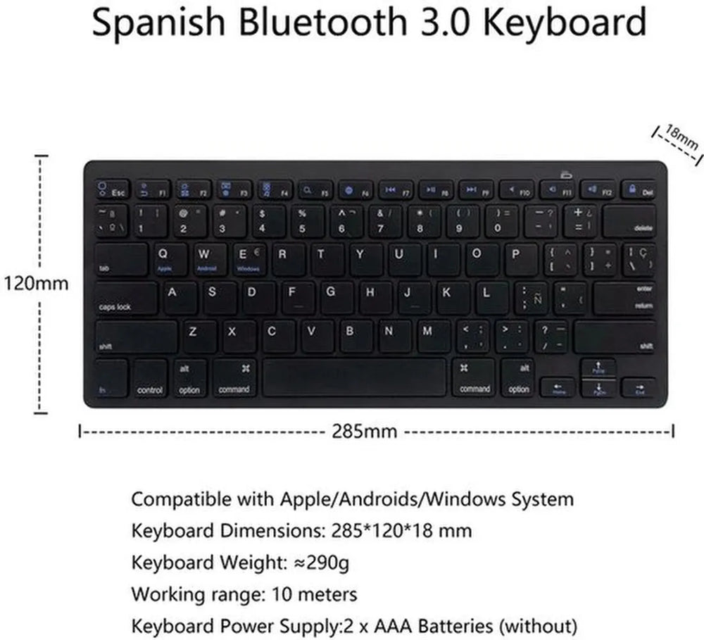 Bluetooth Mini Toetsenbord – Draadloos – Geschikt voor Mac, Windows, iPad & Android – 10m Bereik – Zwart-Toetsenbord-Ilumina Benelux