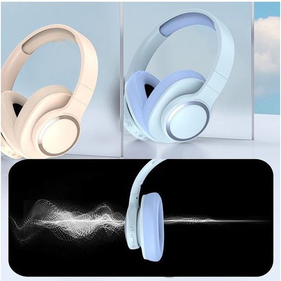 Bluetooth On-Ear Koptelefoon – Draadloos – HD Stereo – Microfoon – Geschikt voor iPhone/Samsung/Huawei/iPad/TV – Beige-Koptelefoon-Ilumina Benelux