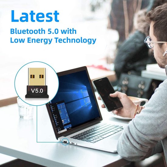 Bluetooth USB Adapter – Bluetooth 5.0 Dongle – Voor PC Laptop Desktop – Snelle Verbinding – Zwart-Bluetoothadapter-Ilumina Benelux