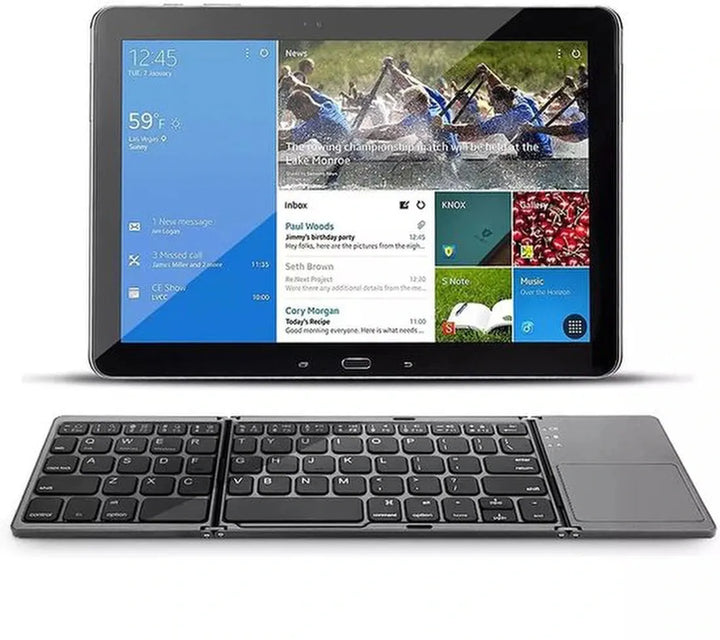 Bluetooth toetsenbord met touchpad – Opvouwbaar QWERTY – Draadloos – Ultradun – Geschikt voor Windows Android iOS iPad MacOS – Zwart-Tablettoetsenbord-Ilumina Benelux