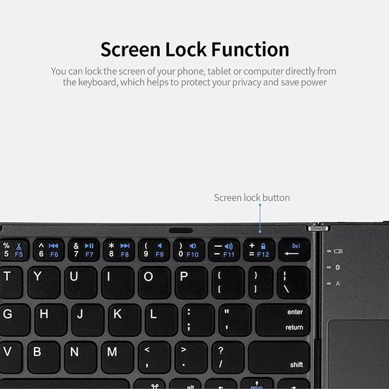 Bluetooth toetsenbord met touchpad – Opvouwbaar QWERTY – Draadloos – Ultradun – Geschikt voor Windows Android iOS iPad MacOS – Zwart-Tablettoetsenbord-Ilumina Benelux