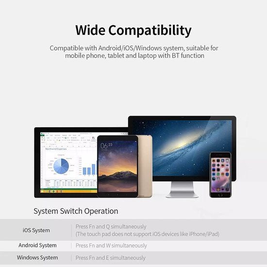 Bluetooth toetsenbord met touchpad – Opvouwbaar QWERTY – Draadloos – Ultradun – Geschikt voor Windows Android iOS iPad MacOS – Zwart-Tablettoetsenbord-Ilumina Benelux