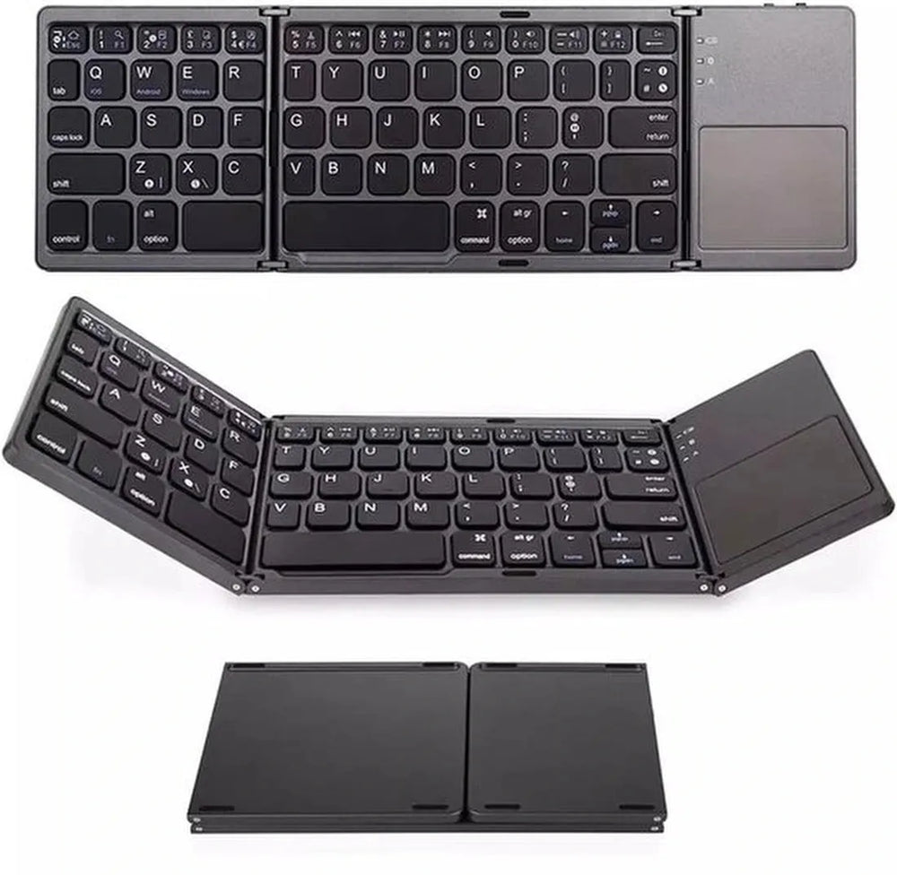 Bluetooth toetsenbord met touchpad – Opvouwbaar QWERTY – Draadloos – Ultradun – Geschikt voor Windows Android iOS iPad MacOS – Zwart-Tablettoetsenbord-Ilumina Benelux