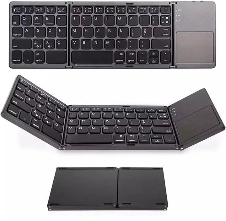 Bluetooth toetsenbord met touchpad – Opvouwbaar QWERTY – Draadloos – Ultradun – Geschikt voor Windows Android iOS iPad MacOS – Zwart-Tablettoetsenbord-Ilumina Benelux