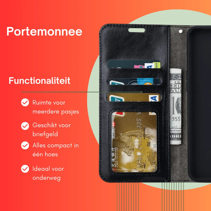 Hoesjes – Portemonnee Book Case - Kaartsleuven – Magneetsluiting – Zwart-Ilumina Benelux