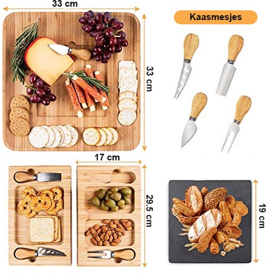 Borrelplank hout – Tapasplank serveerplank – Hapjesplank – Voor borrelpakket – Rechthoekig – Naturel-Ilumina Benelux