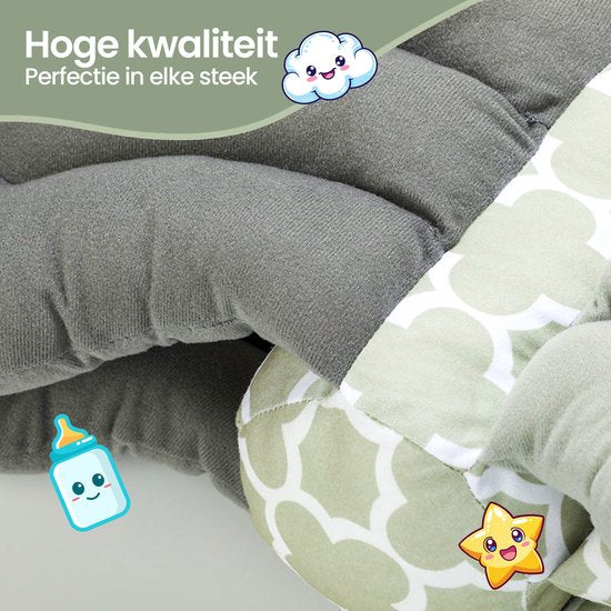 Borstvoedingskussen ergonomisch – Verstelbaar 3-lagen – Ondersteunend & comfortabel – Afneembare wasbare hoes – Lichtgroen/Grijs/Wit-Voedingskussen-Ilumina Benelux