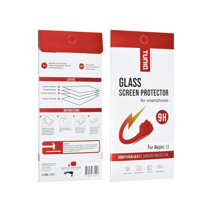 TUNIQ Xiaomi Redmi 13 Screenprotector - Tempered Glass - Transparant-Screenprotectors-Ilumina Benelux