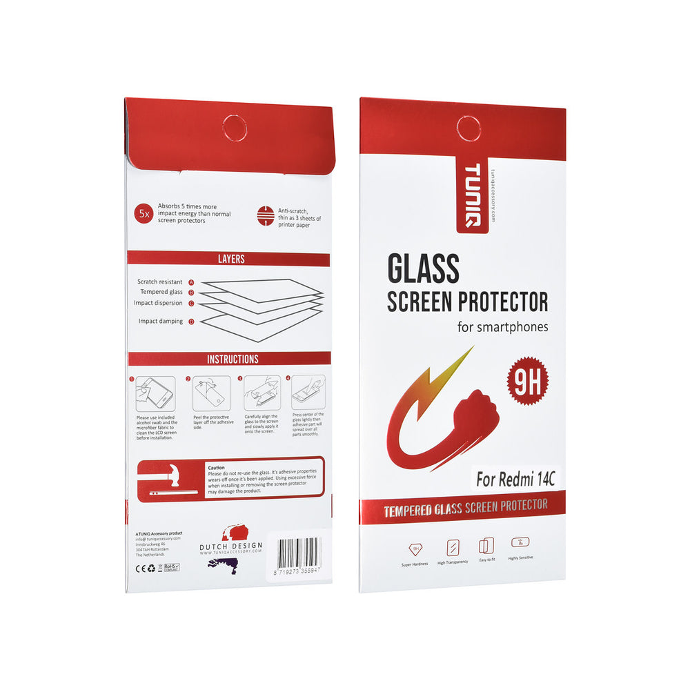 TUNIQ Xiaomi Redmi 14C Screenprotector - Tempered Glass - Transparant-Screenprotectors-Ilumina Benelux