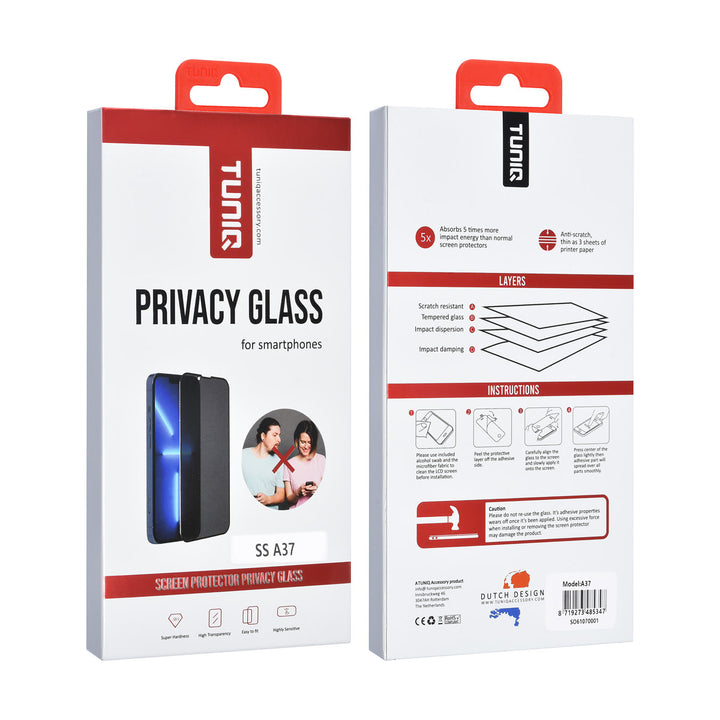 TUNIQ Samsung Galaxy A37 Screenprotector - Privacy Glass - Zwart-Screenprotectors-Ilumina Benelux