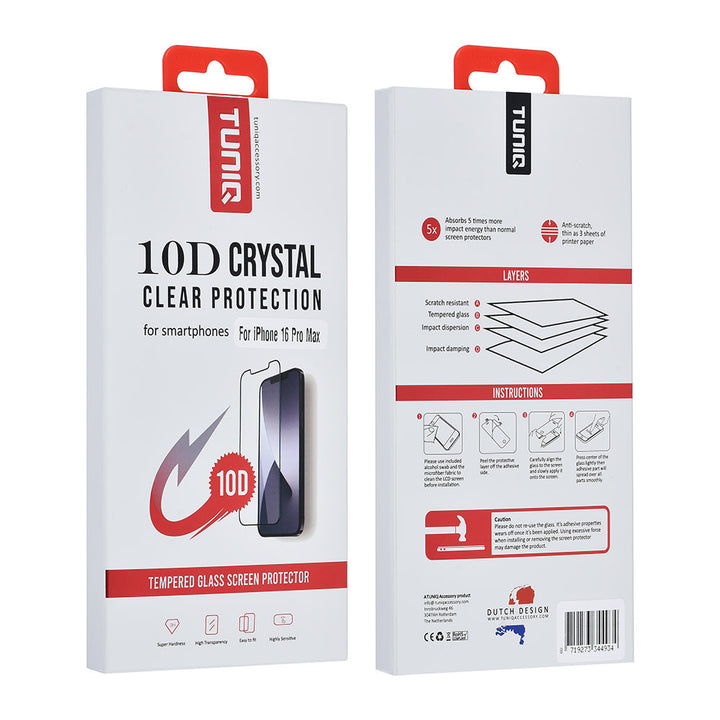 TUNIQ iPhone 16 Pro Max 10D Full coverage Screenprotector - Zwarte Rand-Screenprotectors-Ilumina Benelux
