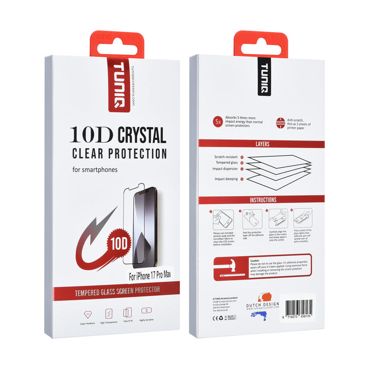 TUNIQ iPhone 17 Pro Max Screenprotector - 10D Full coverage Screenprotector - Zwarte Rand-Screenprotectors-Ilumina Benelux
