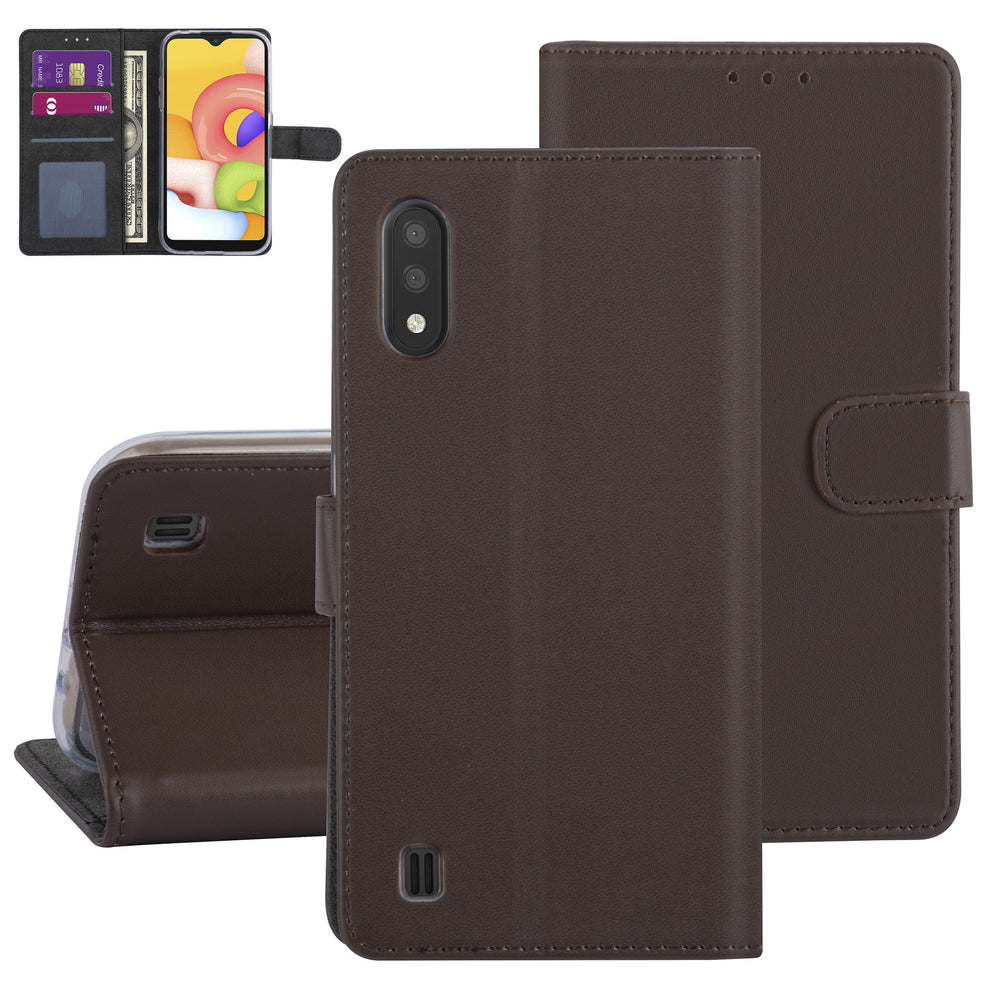 Bruin hoesje Samsung Galaxy A01 - Book Case - Kaarthouder (A015F)-Hoesjes-Ilumina Benelux