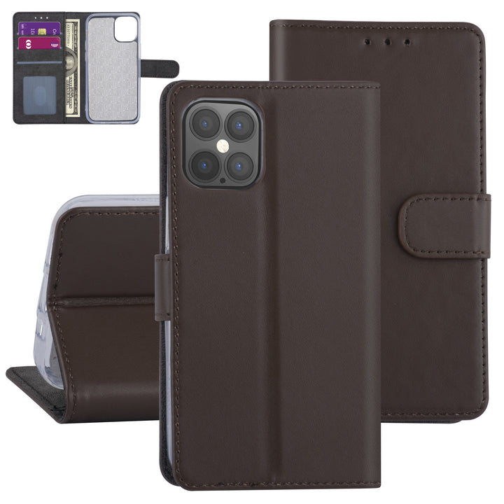 Bruin hoesje iPhone 12 Pro Max - Book Case - Kaarthouder-Hoesjes-Ilumina Benelux