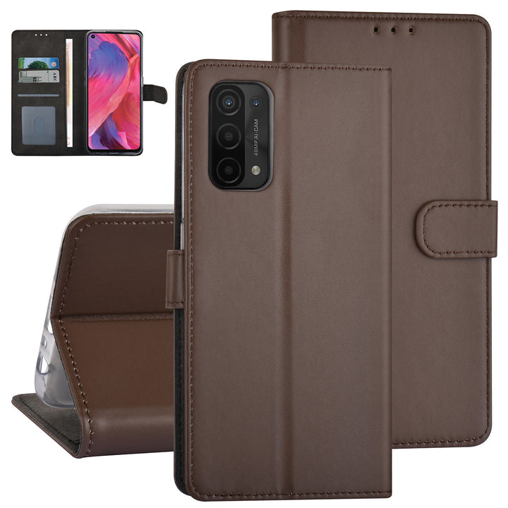 Bruin hoesje voor Oppo A74 5G & Oppo A54 5G - Book Case - Pasjeshouder - Magneetsluiting-Hoesjes-Ilumina Benelux
