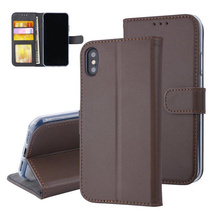 Bruin hoesje voor de iPhone X-Xs - Book Case - Pasjeshouder - Magneetsluiting-Hoesjes-Ilumina Benelux
