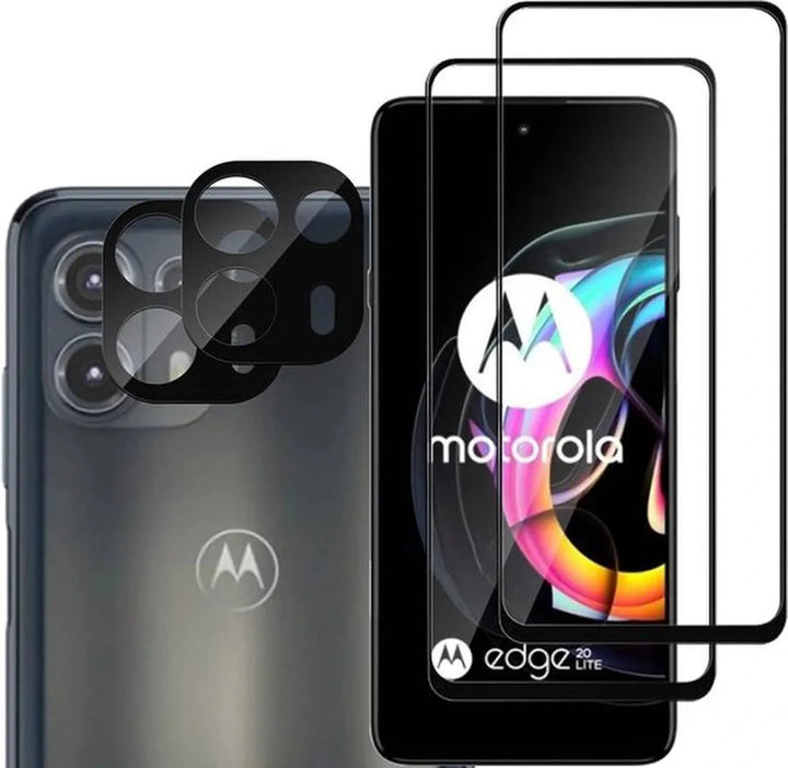 Motorola Edge 20 Lite – Camera Lens & Screenprotector 9H Gehard Glas – 4-Pack-Ilumina Benelux