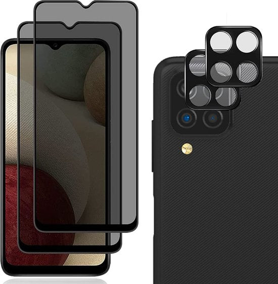 Samsung Galaxy A22 4G – 9H Gehard Glas – Camera Lens & Privacy Screenprotector 4-Pack-Ilumina Benelux