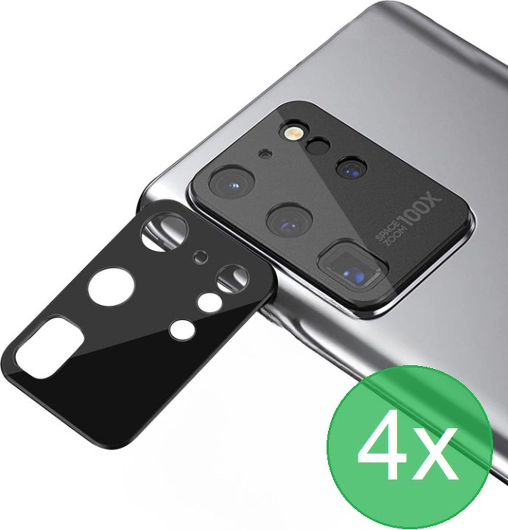 Camera Lens Protector – Samsung Galaxy S20 Ultra – 4-Pack – Gehard Glas – Anti-kras – Zwart-Ilumina Benelux