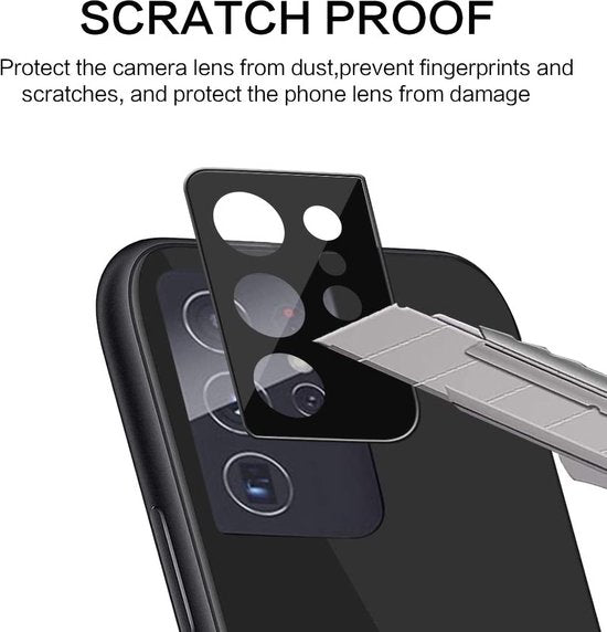 Camera Lens Protector – Samsung Galaxy S21 Ultra – 2x Gehard Glas – Anti-kras – Zwart-Ilumina Benelux