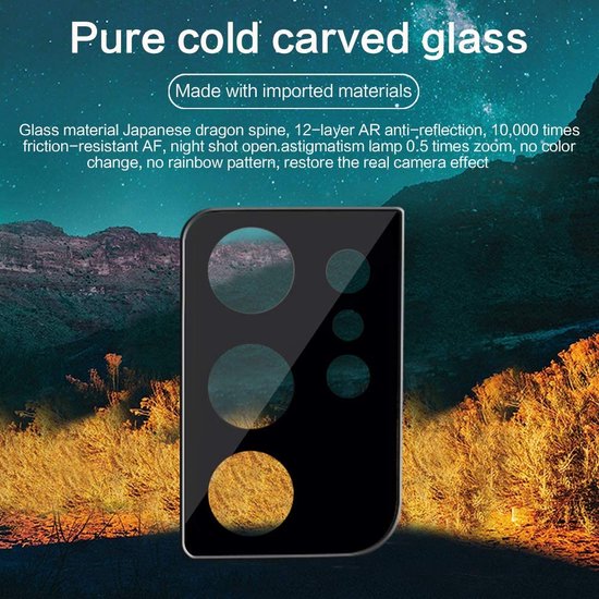 Camera Lens Protector – Samsung Galaxy S21 Ultra – 2x Gehard Glas – Anti-kras – Zwart-Ilumina Benelux
