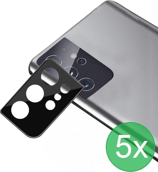 Camera Lens Protector – Samsung Galaxy S21 Ultra – 5-Pack – Gehard Glas – Anti-kras – Zwart-Ilumina Benelux