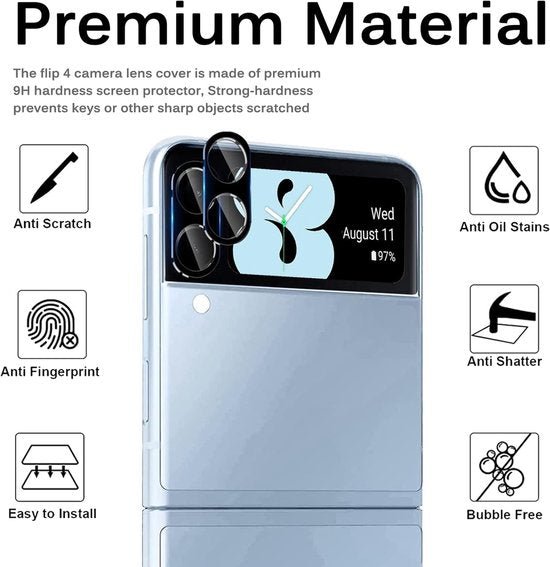 Camera Lens Protector – Samsung Galaxy Z Flip 4 – 9H Gehard Glas – Anti-kras – 3-Pack-Ilumina Benelux