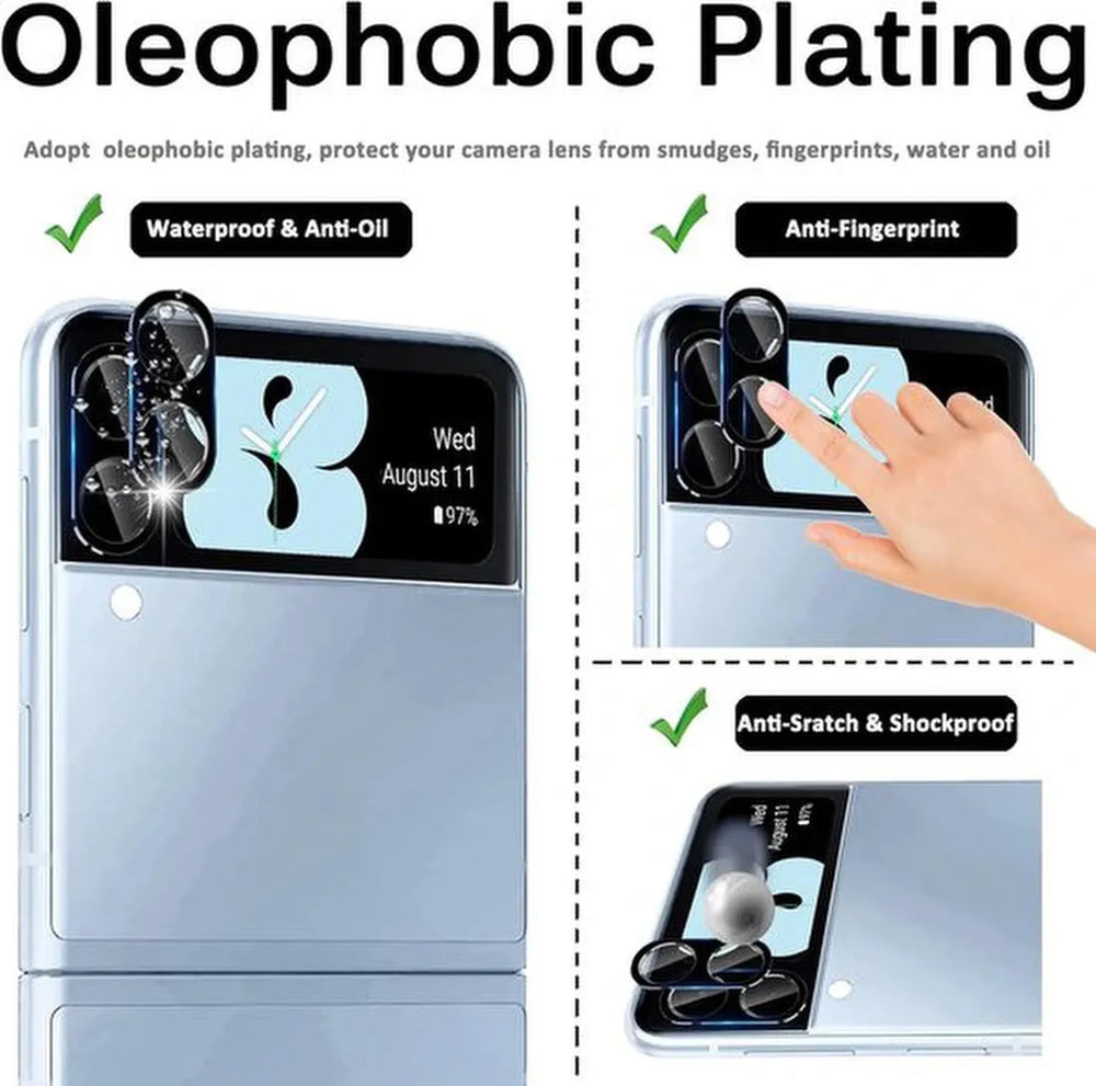 Camera Lens Protector – Samsung Galaxy Z Flip 4 – 9H Gehard Glas – Anti-kras – 3-Pack-Ilumina Benelux