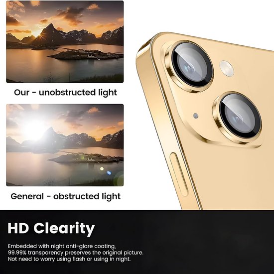 Camera Lens Protector – iPhone 12 – 9H Gehard Glas – Anti-kras – Goud-Ilumina Benelux