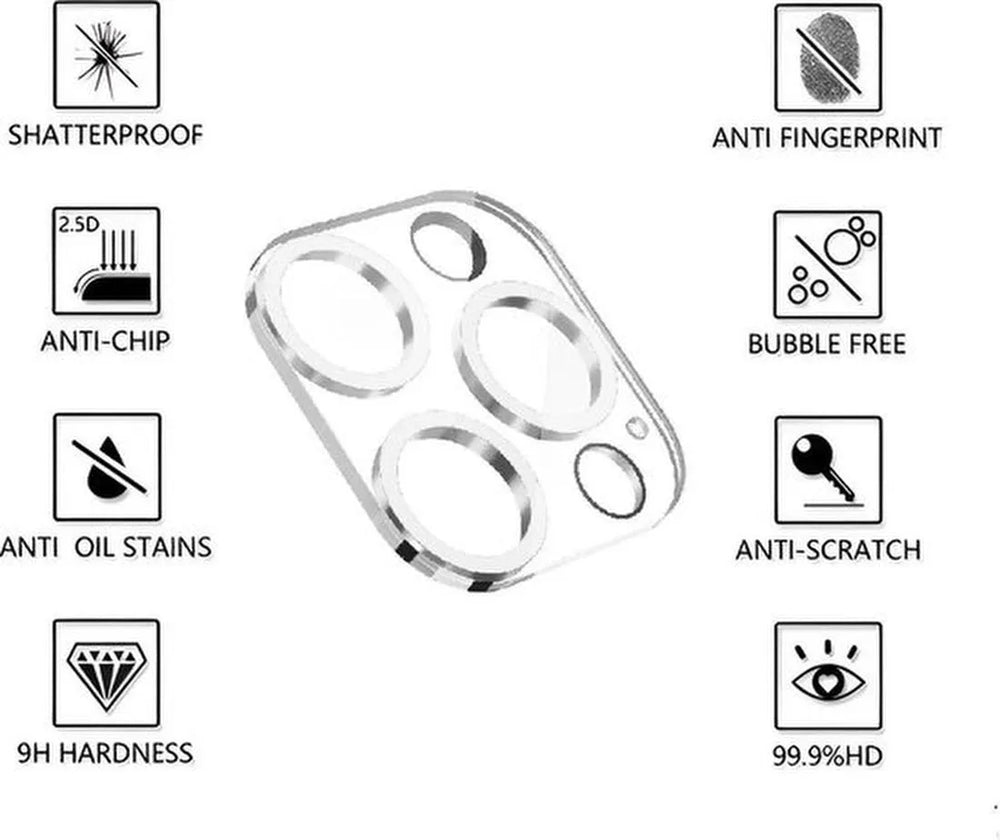 Camera Lens Protector – iPhone 15 Pro/15 Pro Max – 4x – Gehard Glas – Camera Bescherming – Zwart-Ilumina Benelux