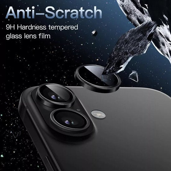 Camera Lens Protector – iPhone 16 – 9H Gehard Glas – Anti-kras – Zwart-Ilumina Benelux