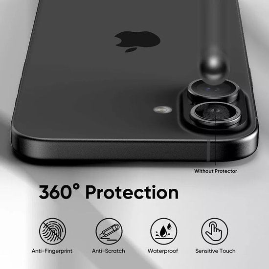 Camera Lens Protector – iPhone 16 – 9H Gehard Glas – Anti-kras – Zwart-Ilumina Benelux