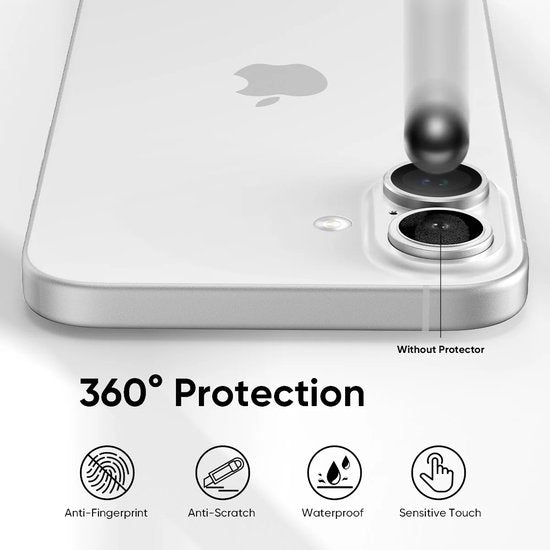 Camera Lens Protector – iPhone 16 Plus – 9H Gehard Glas – Anti-kras – Tempered Glas – Zilver-Ilumina Benelux
