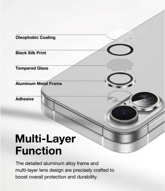 Camera Lens Protector – iPhone 16 Plus – 9H Gehard Glas – Anti-kras – Tempered Glas – Zilver-Ilumina Benelux
