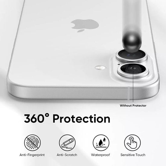 Camera Lens Protector – iPhone 16 Plus – 9H Gehard Glas – Anti-kras – Zilver-Ilumina Benelux