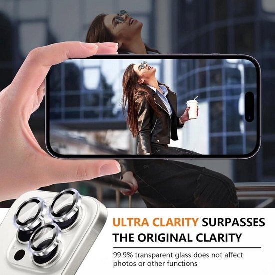 Camera Lens Protector – iPhone 16 Pro – 9H Gehard Glas – Anti-kras – Zilver-Ilumina Benelux