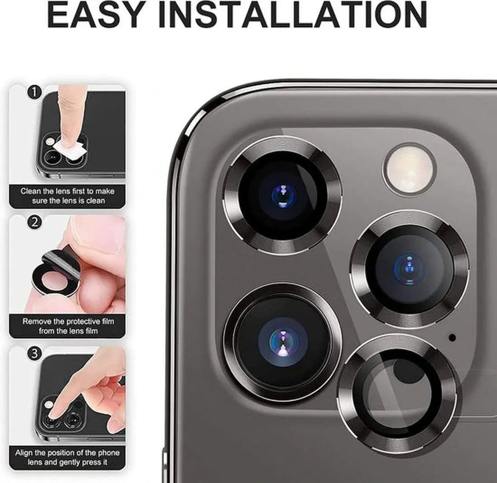 Camera Lens Protector – iPhone 16 Pro – 9H Gehard Glas – Anti-kras – Zwart-Ilumina Benelux