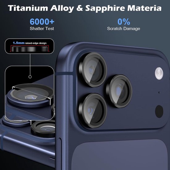 Camera Lens Protector – iPhone 17 Pro / 17 Pro Max – 9H Gehard Glas – Anti-kras – 1-Pack-Ilumina Benelux