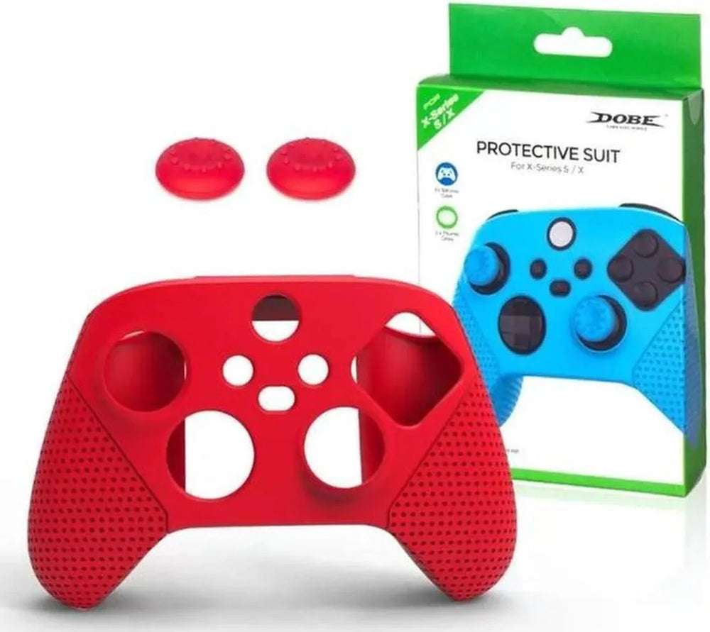 Controllerhoes – Geschikt voor Xbox One S/X – Siliconen Bescherming – Inclusief Thump Grips – Rood-Ilumina Benelux