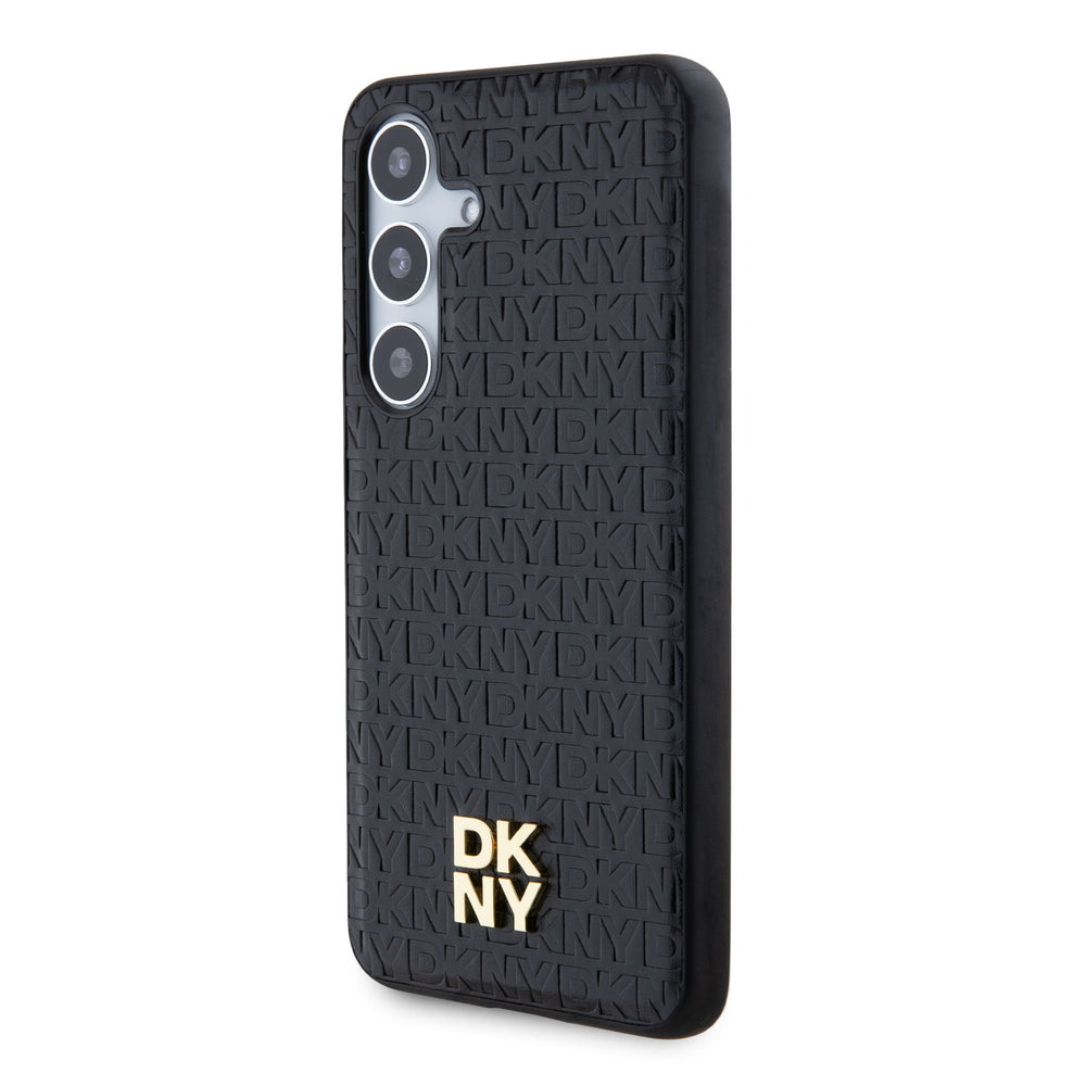 DKNY Samsung Galaxy S24 Backcover Case - Magsafe - Leather Repeat Pattern - Zwart-Hoesjes-Ilumina Benelux