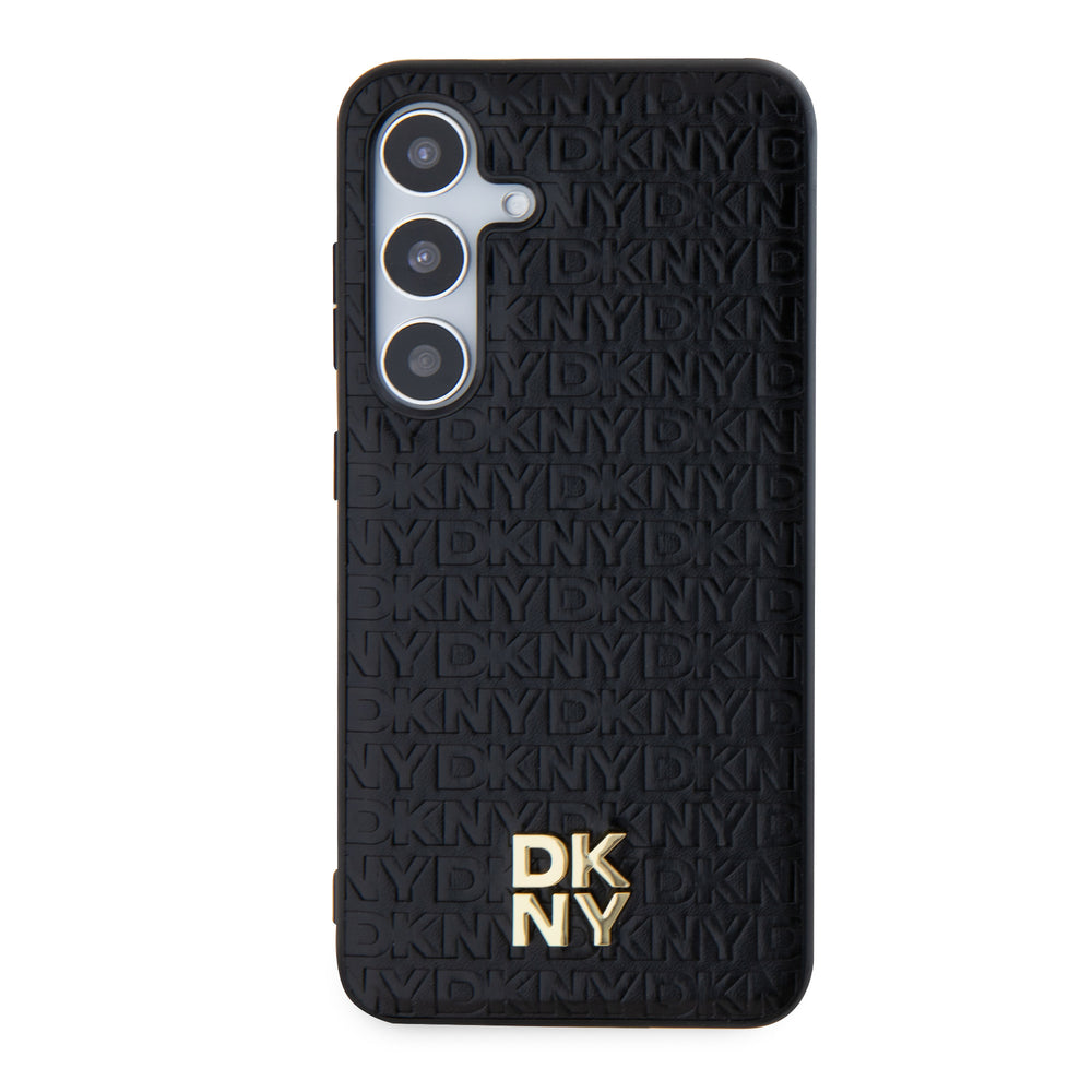 DKNY Samsung Galaxy S24 Backcover Case - Magsafe - Leather Repeat Pattern - Zwart-Hoesjes-Ilumina Benelux