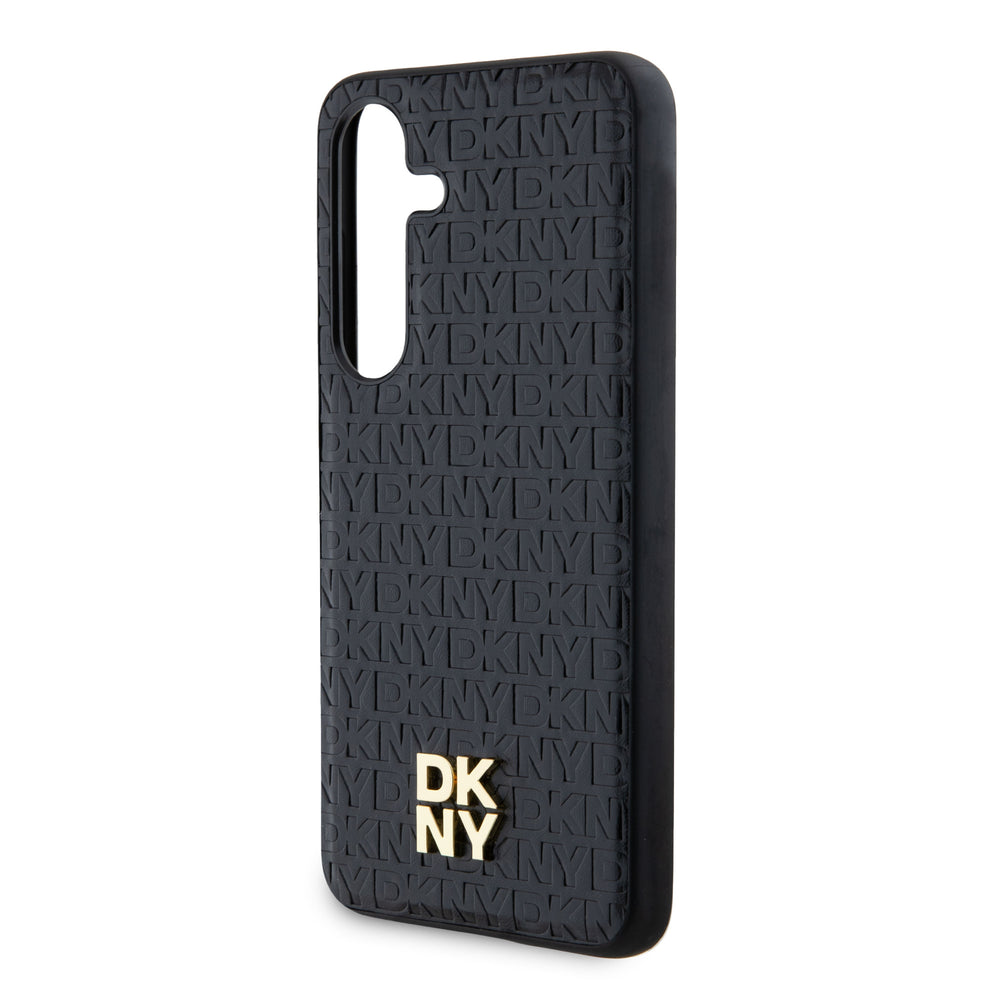 DKNY Samsung Galaxy S24 Backcover Case - Magsafe - Leather Repeat Pattern - Zwart-Hoesjes-Ilumina Benelux