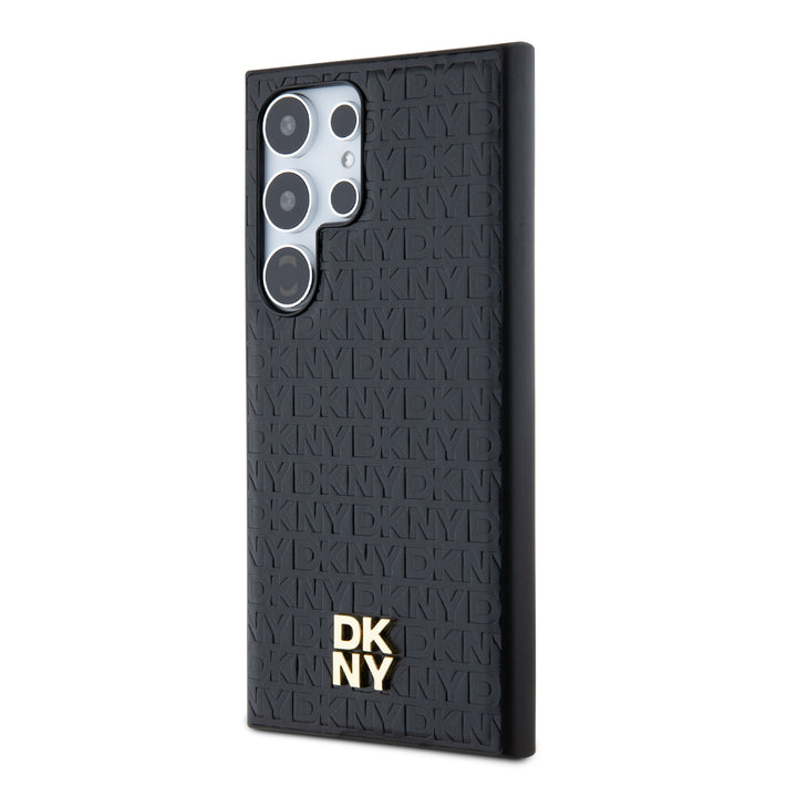 DKNY Samsung Galaxy S24 Ultra Backcover Case - Magsafe - Leather Repeat Pattern - Zwart-Hoesjes-Ilumina Benelux